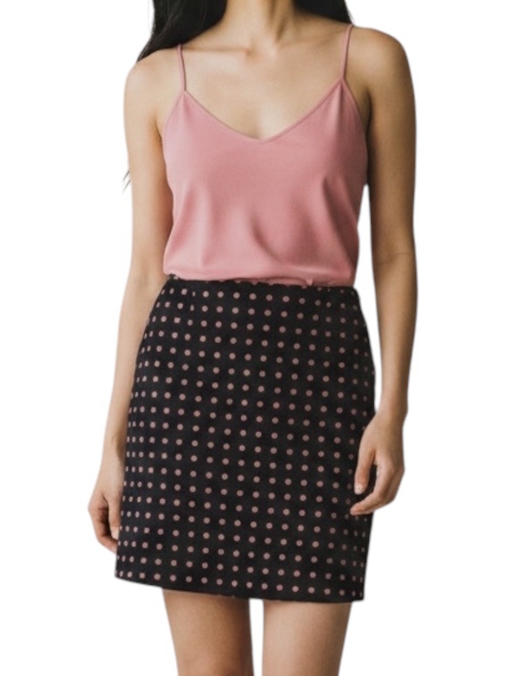 Tribal Black Pink Polka Dot Pure Cotton Skirt NWOT Size 12 Academia